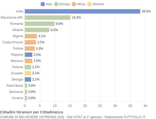 Grafico cittadinanza stranieri - Belvedere Ostrense 2015