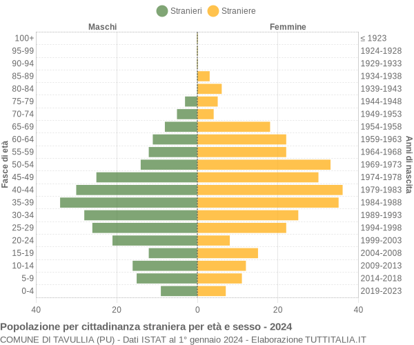 Grafico cittadini stranieri - Tavullia 2024