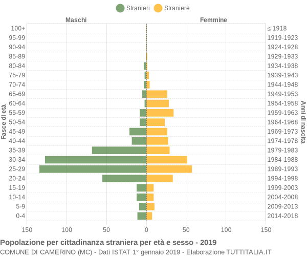 Grafico cittadini stranieri - Camerino 2019