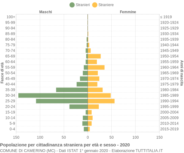 Grafico cittadini stranieri - Camerino 2020