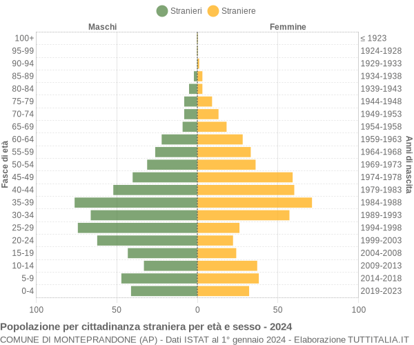 Grafico cittadini stranieri - Monteprandone 2024