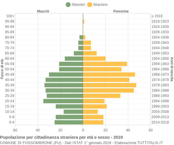 Grafico cittadini stranieri - Fossombrone 2019