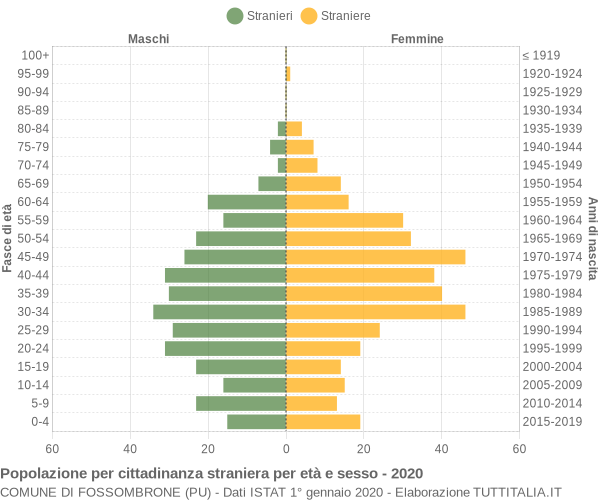 Grafico cittadini stranieri - Fossombrone 2020