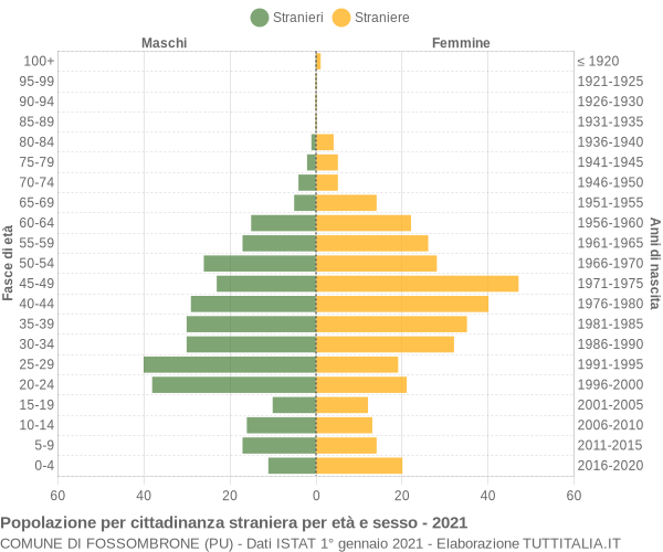 Grafico cittadini stranieri - Fossombrone 2021