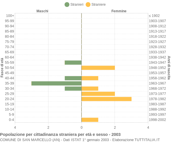 Grafico cittadini stranieri - San Marcello 2003