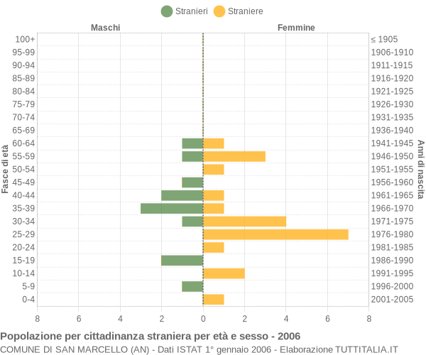 Grafico cittadini stranieri - San Marcello 2006
