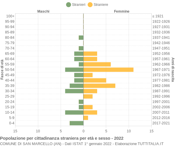 Grafico cittadini stranieri - San Marcello 2022