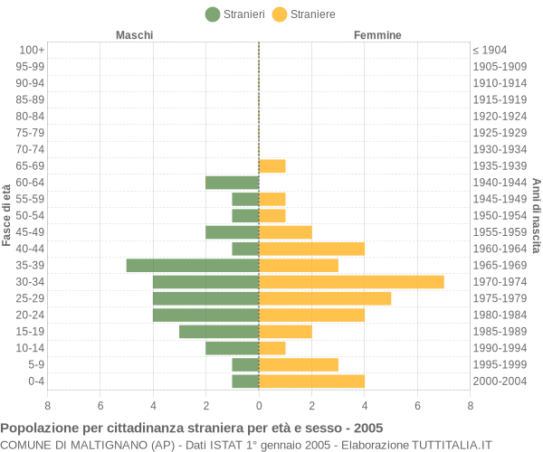 Grafico cittadini stranieri - Maltignano 2005