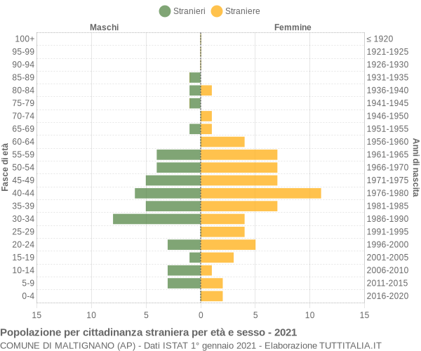 Grafico cittadini stranieri - Maltignano 2021