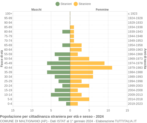 Grafico cittadini stranieri - Maltignano 2024