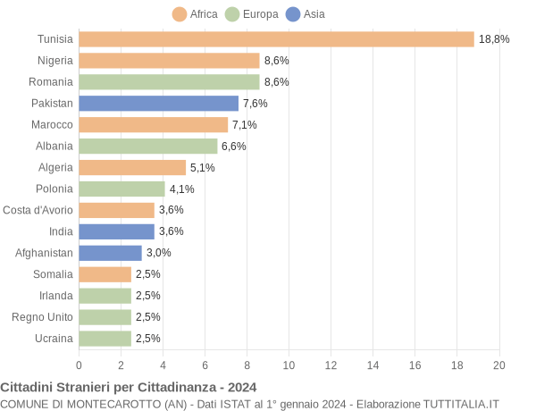 Grafico cittadinanza stranieri - Montecarotto 2024