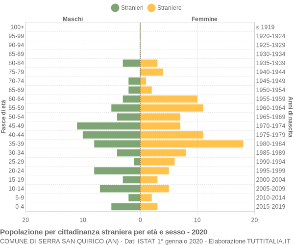 Grafico cittadini stranieri - Serra San Quirico 2020