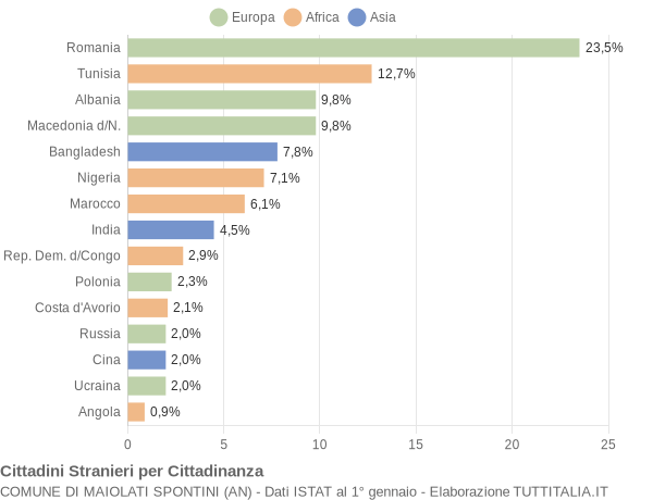 Grafico cittadinanza stranieri - Maiolati Spontini 2015