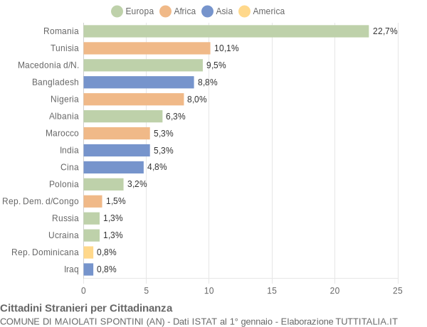 Grafico cittadinanza stranieri - Maiolati Spontini 2020