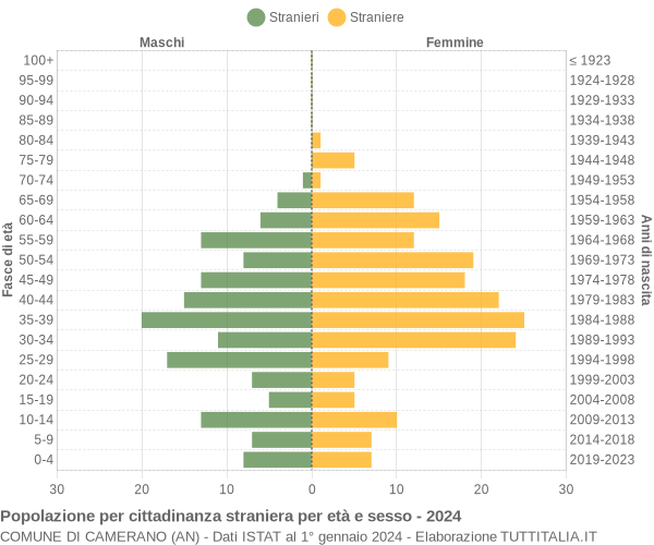 Grafico cittadini stranieri - Camerano 2024