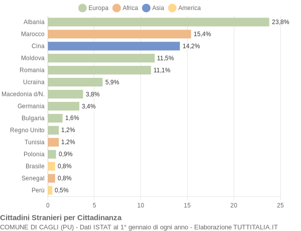 Grafico cittadinanza stranieri - Cagli 2014