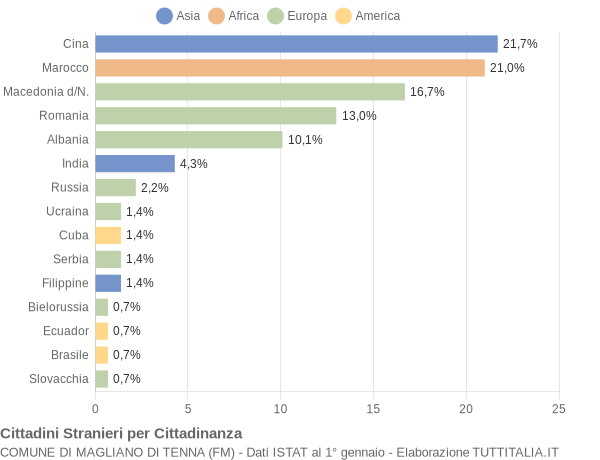 Grafico cittadinanza stranieri - Magliano di Tenna 2014