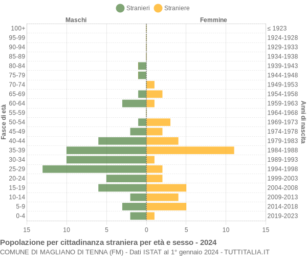 Grafico cittadini stranieri - Magliano di Tenna 2024