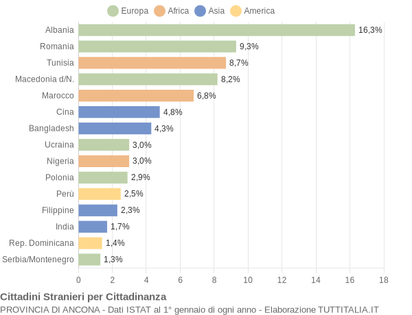 Grafico cittadinanza stranieri - 2006