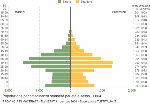 Grafico cittadini stranieri - 2004