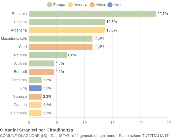 Grafico cittadinanza stranieri - Agnone 2004