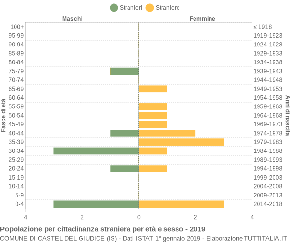 Grafico cittadini stranieri - Castel del Giudice 2019