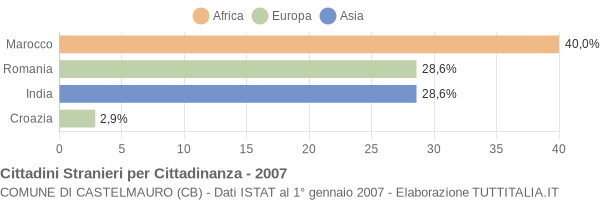 Grafico cittadinanza stranieri - Castelmauro 2007