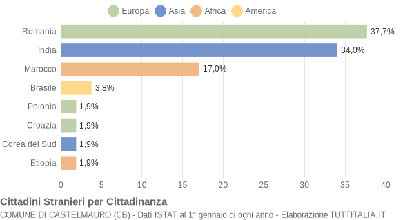 Grafico cittadinanza stranieri - Castelmauro 2011