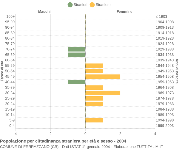 Grafico cittadini stranieri - Ferrazzano 2004