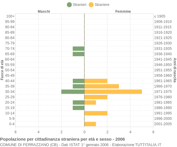 Grafico cittadini stranieri - Ferrazzano 2006