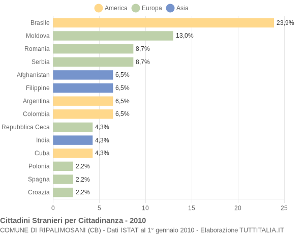 Grafico cittadinanza stranieri - Ripalimosani 2010