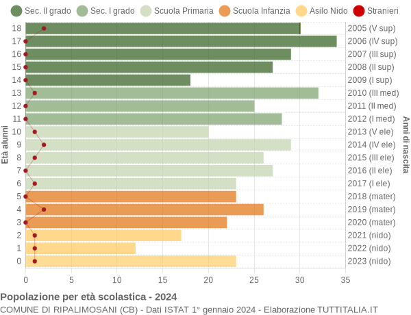 Grafico Popolazione in età scolastica - Ripalimosani 2024