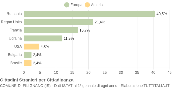 Grafico cittadinanza stranieri - Filignano 2009