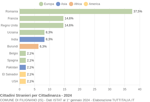 Grafico cittadinanza stranieri - Filignano 2024