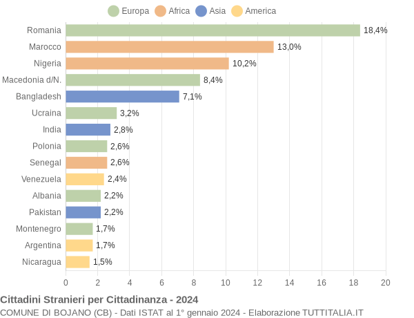 Grafico cittadinanza stranieri - Bojano 2024