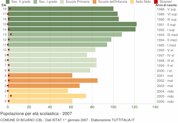 Grafico Popolazione in età scolastica - Bojano 2007