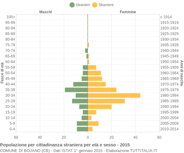 Grafico cittadini stranieri - Bojano 2015