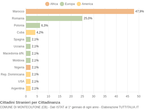 Grafico cittadinanza stranieri - Montecilfone 2013