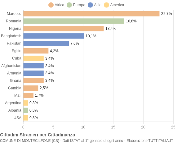 Grafico cittadinanza stranieri - Montecilfone 2017