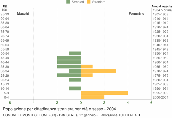 Grafico cittadini stranieri - Montecilfone 2004