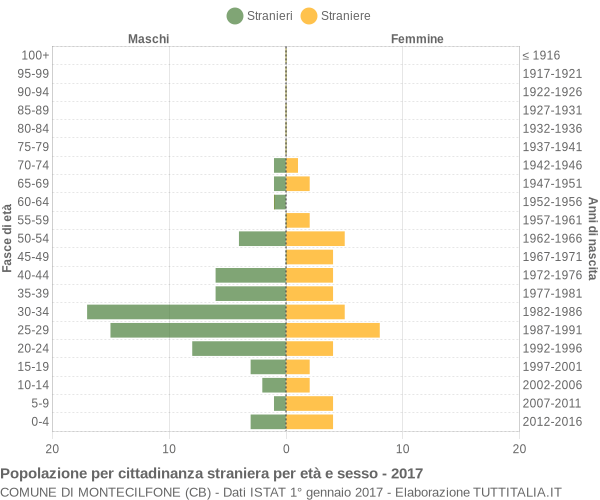 Grafico cittadini stranieri - Montecilfone 2017