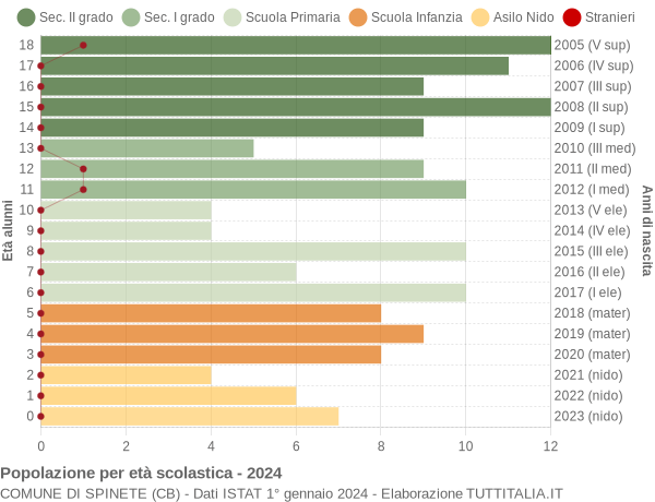 Grafico Popolazione in età scolastica - Spinete 2024