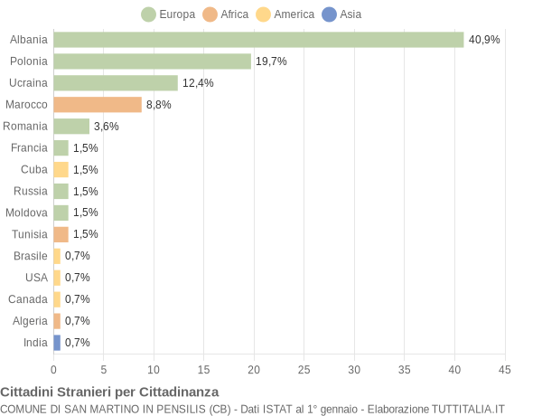 Grafico cittadinanza stranieri - San Martino in Pensilis 2007
