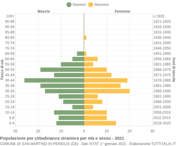 Grafico cittadini stranieri - San Martino in Pensilis 2021