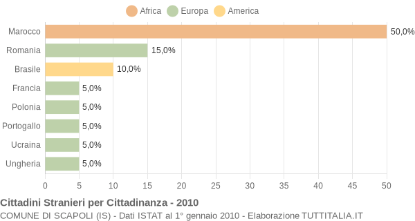 Grafico cittadinanza stranieri - Scapoli 2010