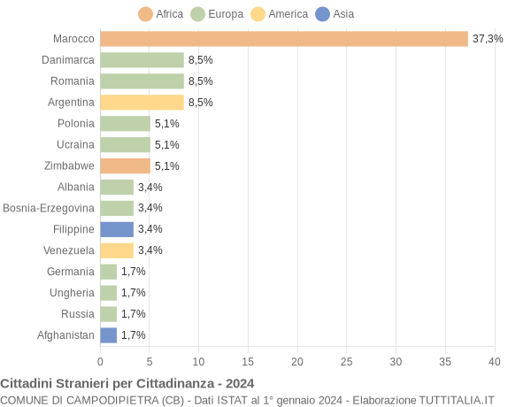 Grafico cittadinanza stranieri - Campodipietra 2024