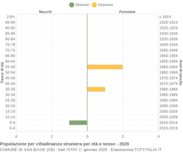 Grafico cittadini stranieri - San Biase 2020