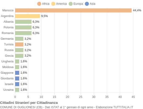 Grafico cittadinanza stranieri - Guglionesi 2005