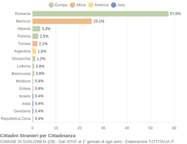 Grafico cittadinanza stranieri - Guglionesi 2011