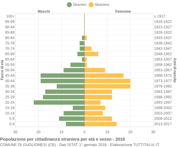 Grafico cittadini stranieri - Guglionesi 2018